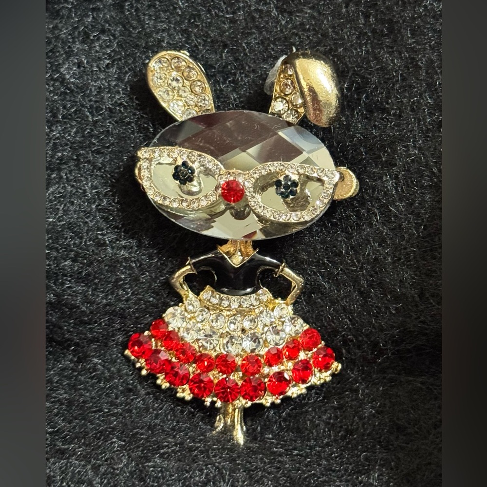 SALE- Crystal Bunny Brooch with Rhinestones Crystals NWT